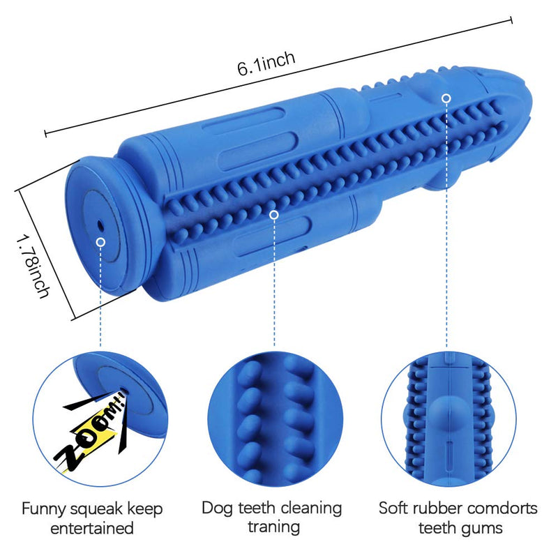 Dog Chew Toys Teeth Cleaning Toothbrush Squeaky Toy, Durable Puppy Teething Chew Toy Tough Pet Dental Oral Care Brushing Sticks Dogs Chewing Toys for Aggressive Chewers Small Medium Breed - PawsPlanet Australia