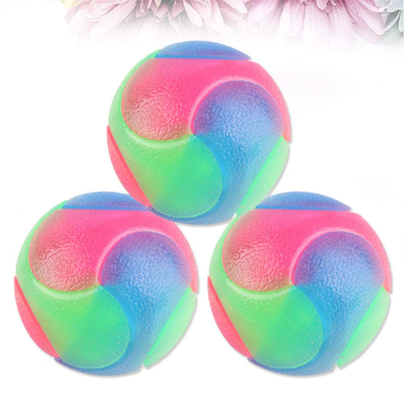 UKCOCO 3Pcs Pet Colorful Rubber Balls, Luminous Balls, Puppy Rubber Tennis Ball, Teeth Cleaning Glittery Toys, Dog Durable Chew Balls - PawsPlanet Australia