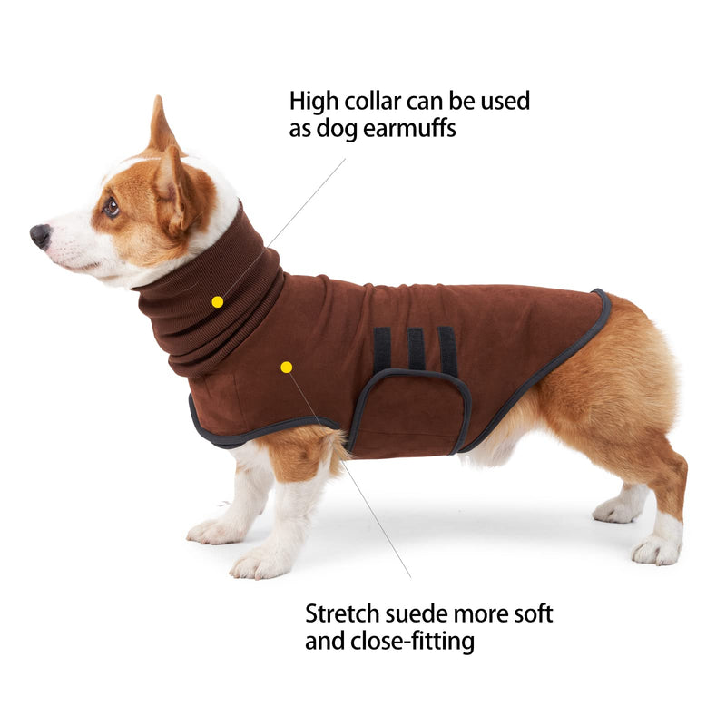 HEYWEAN Hoodie Dog Anxiety Relief Coat Soft Suede Wrap Vest Anxiety Jacket with Earmuffs for Anxious Pets Keep Calming Relax Comfort X-Small Coffee - PawsPlanet Australia