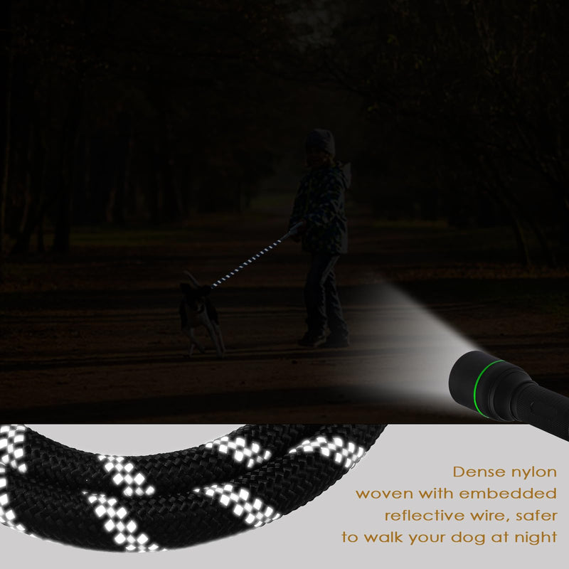 Rseuphiee 1.5M Strong Dog Lead, Tow Lead with Comfortable Padded Handle, Reflective Training Lead for Safety at Night, Running Lead for Dogs for All Size Dogs (Black) - PawsPlanet Australia