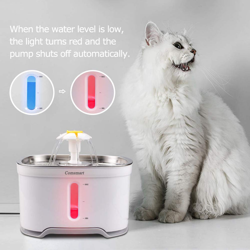 Comsmart Cat Water Fountain, Stainless Steel Intelligent Auto Power Off Pet Fountain Drinking Dog Water Fountain Recirculating 85 oz/2.5L Automatic Drinking Water Dispenser Blue - PawsPlanet Australia