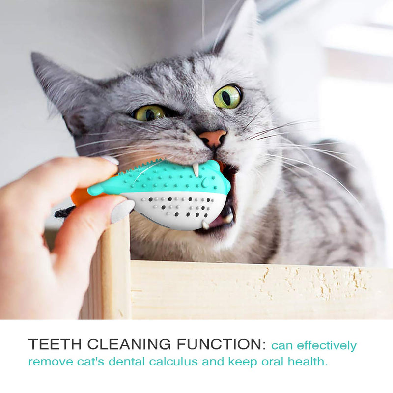 [Australia] - Cat Toothbrush Catnip Toy,Cat Interactive Toys, Kitty Playing Feeding Fish Toy with Bell for Kitten Kitty Cats Teeth Cleaning, Pets Toy 