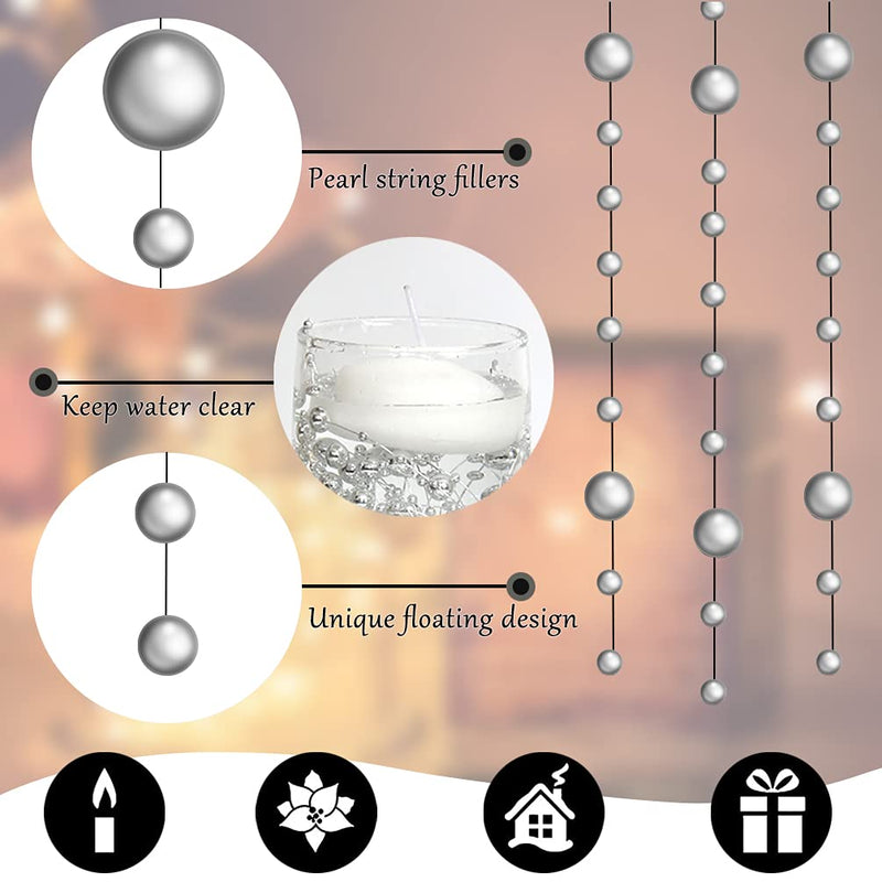 50 Pieces Pearl String for Floating Candles (11.8 inch) Vase Fillers for Centerpieces Fake Artificial Floating Pearls Beads Wedding Party Table Home Birthday Decoration White - PawsPlanet Australia