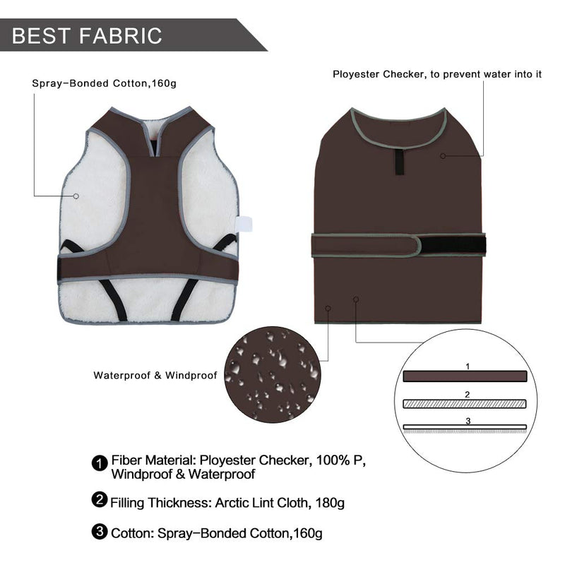 MIGOHI Reflective Waterproof Windproof Dog Coat Cold Weather Warm Dog Jacket Reversible Stormguard Winter Dog Vest for Small Medium Large Dogs X-Small (Pack of 1) Brown - PawsPlanet Australia
