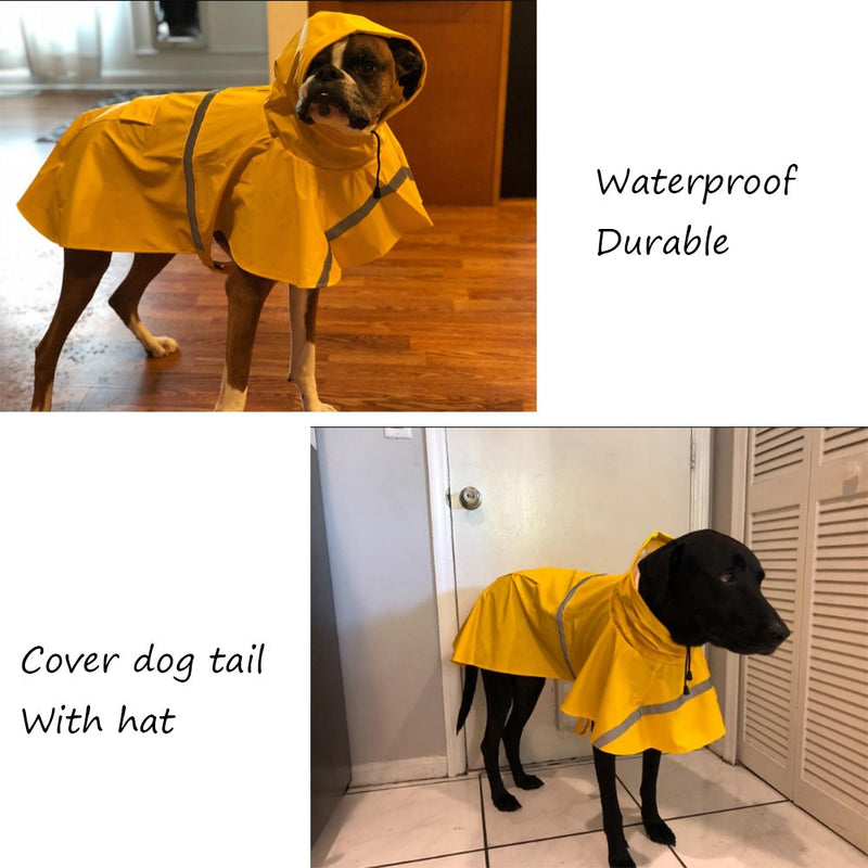 [Australia] - Hotumn Large Dog Raincoat Dog Waterproof Clothes Adjustable Pet Clothes Lightweight Rain Jacket Poncho Hoodies with Strip L 