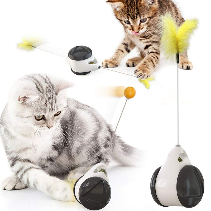 FHYT Balanced Cat Toy with ball, Interactive Toys for Indoor Cats Rotating Rolling Balls for Cat with 360° Electric Rotating Feather Toys & Ringing Bell Ball intelligence toy - PawsPlanet Australia