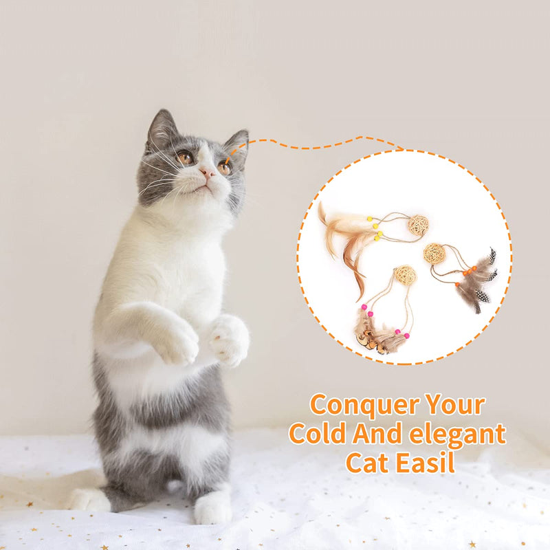 CANIPHA 3 Pcs Cat Toys Balls for Indoor Cats Self Play with Feather,Cute Interactive Kitten Kicker Toy,Funny Kitty Toy,Brightly Colored Toy Satisfies Kitty's Hunting,Chasing & Exercising Need Outdoor - PawsPlanet Australia