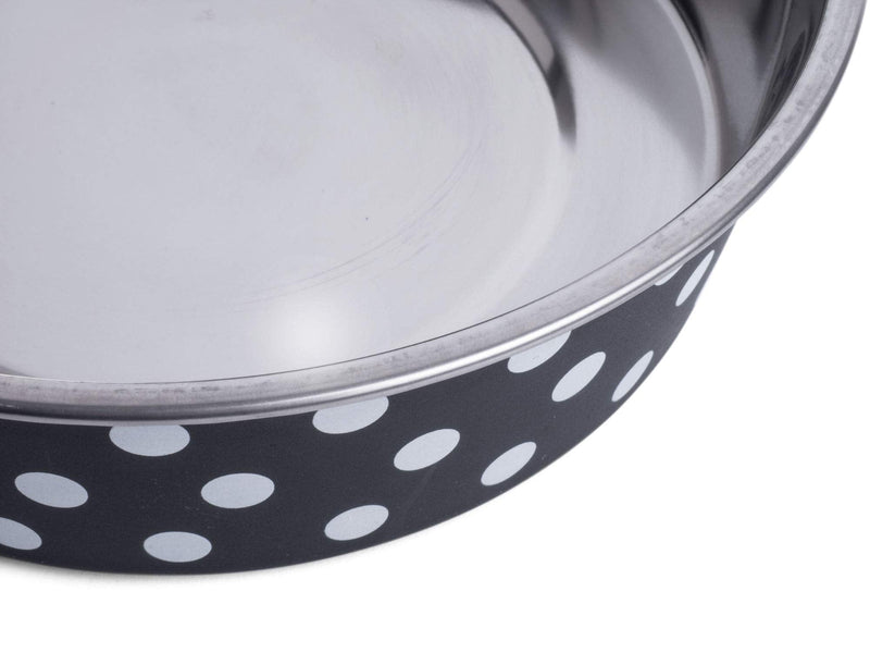 Petface Black and White Spots Deli Dog Bowl, 14 cm Black and White,14 cm - PawsPlanet Australia