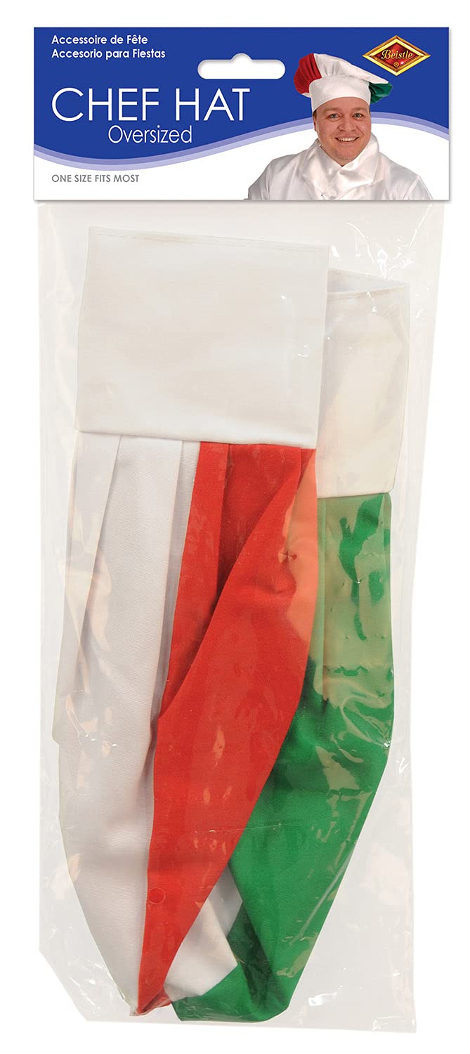 Beistle Red, White And Green Oversized Cotton Novelty Fabric Chef’s Hat With Velcro – Italian Party Photo Booth Props Supplies, One Size Red/White/Green - PawsPlanet Australia