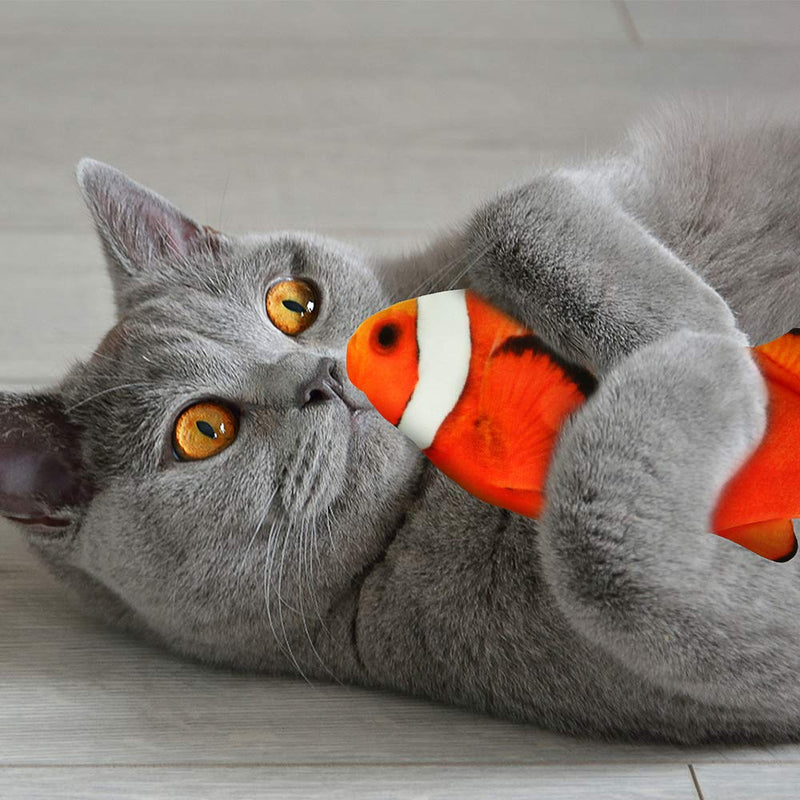 Yideng Moving Fish Catnip Toy for Cats, Electric Wagging Fish Cat Toy with USB Rechargeable Realistic Plush Flopping Fish Cat Toy Funny Interactive Cat Chew Toy for Teeth Cleaning - PawsPlanet Australia