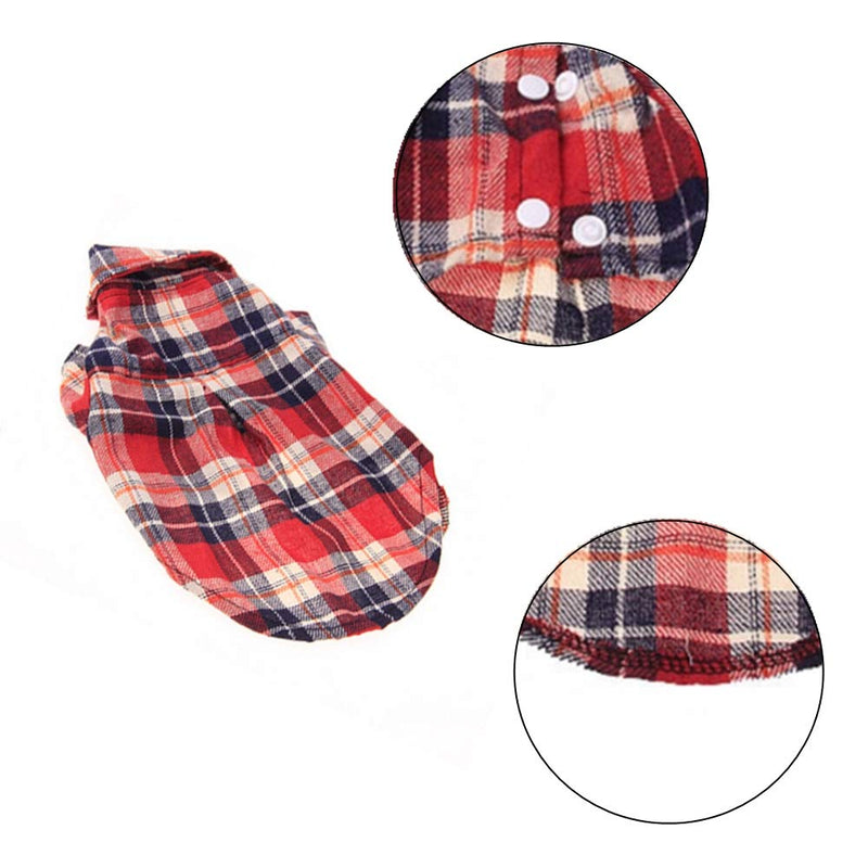 1 Pc Fashion Dog Red Plaid Shirt Pet Outfits Pet Clothes for Small Dogs Cats Product size m, suitable for Siamese cat、British shorthair、Sphynx、 Puppy Springer, Puppy Rottweiler，Dachshund - PawsPlanet Australia