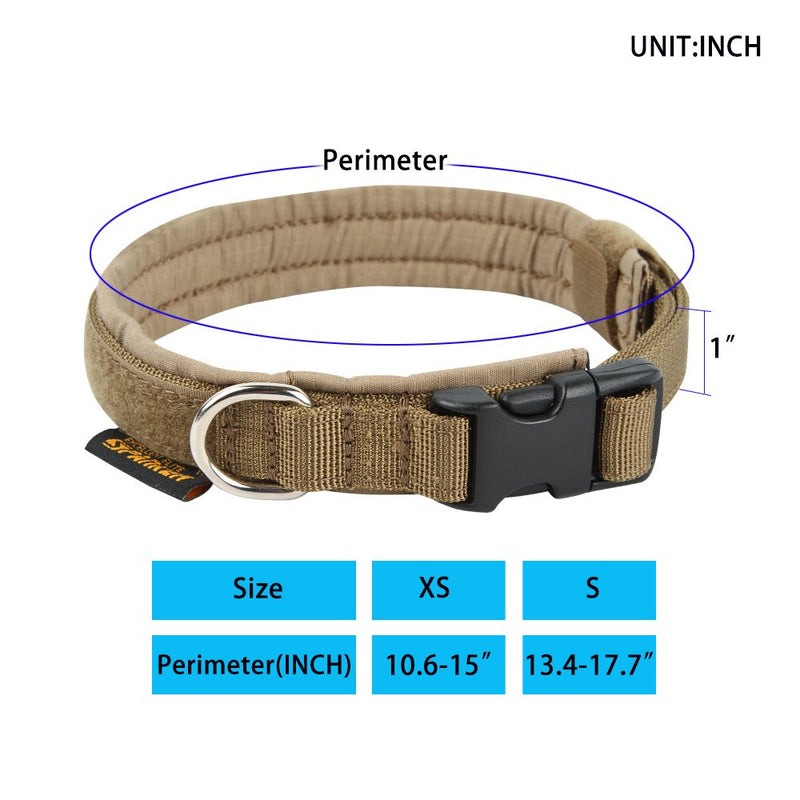 EXCELLENT ELITE SPANKER Tactical Dog Collar Military Training Nylon Adjustable Dog Collar for Small dog(Coyote Brown-S) S COB - PawsPlanet Australia