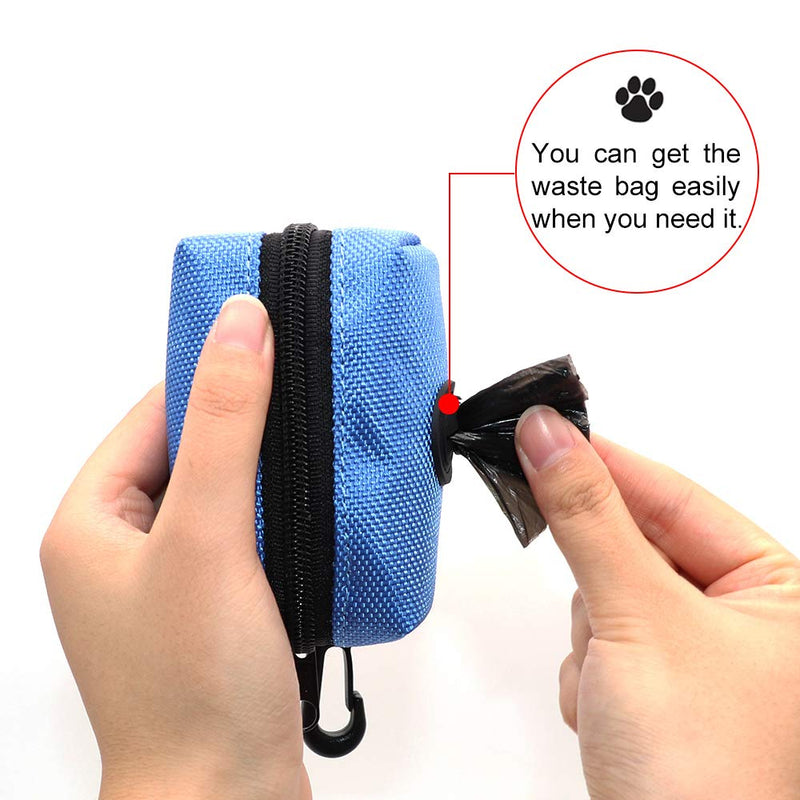 SLSON Pet Waste Bag Dispenser Zippered Pouch,Portable Dog Poop Bag Holder Leash Attachment Lightweight Fabric Bags Blue - PawsPlanet Australia