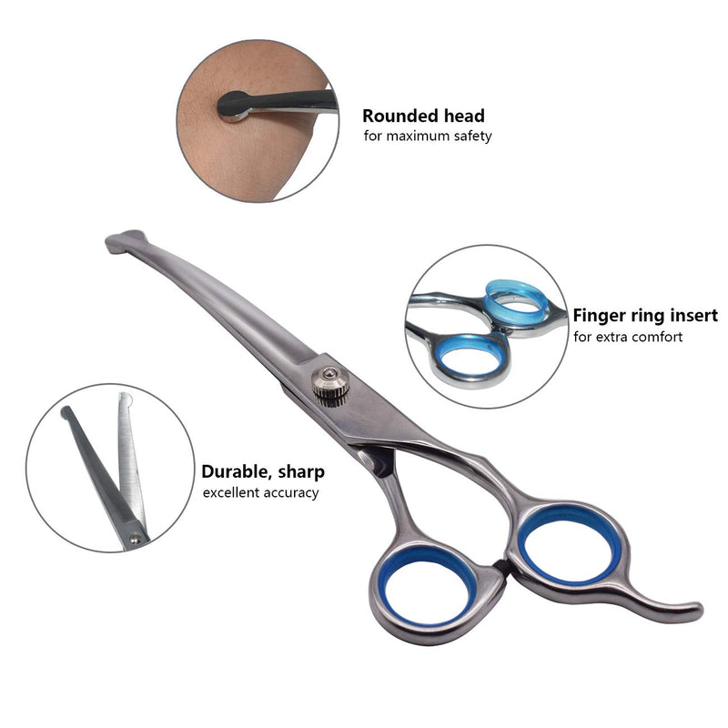 [Australia] - Vhabob Dog Grooming Scissors Kit, Professional Pet Grooming Trimmer Set for Dogs with Safety Round Tips, 5 in 1 Heavy Duty Thinning Straight Curved Shears with Comb for Cat Pet 