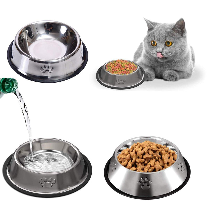 3 Piece Cat Bowl Stainless Steel Anti-slip Non-spill Cat Food Bowl，for Cats Puppies Rabbits Small Pets 3PCS - PawsPlanet Australia