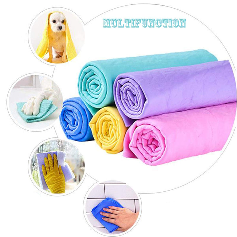 Xiuyer Pet Microfibre Towel, 2pcs Pet Bath Brush 3pcs Dog Absorbent Soft Towel Quick Drying for Small Medium Animall (66cm*43cm) - PawsPlanet Australia