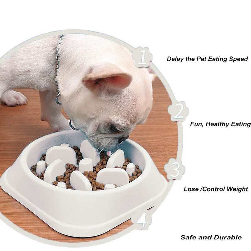 Yooreps Pet Slow Feeder Dog Bowl Fun Feeder, Anti-Gulping Maze Interactive Puzzle Food Bowls for Dogs & Cats Non Skid Anti-Choking, Beige, 8×8inch - PawsPlanet Australia