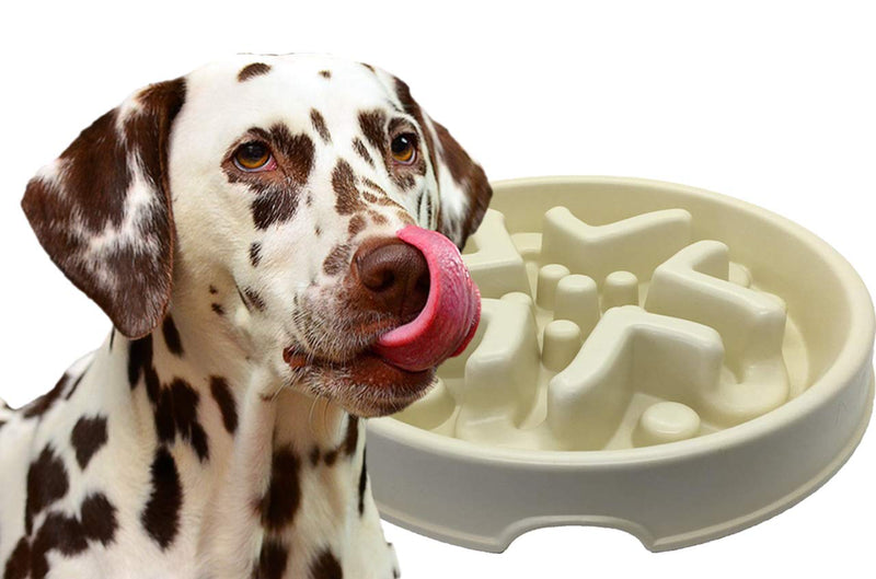 [Australia] - Simply Pets Online Anti Gulp Dog Bowl – Non Plastic, Slow Feeder Dog Bowl, Made from Bamboo Fiber Beige 