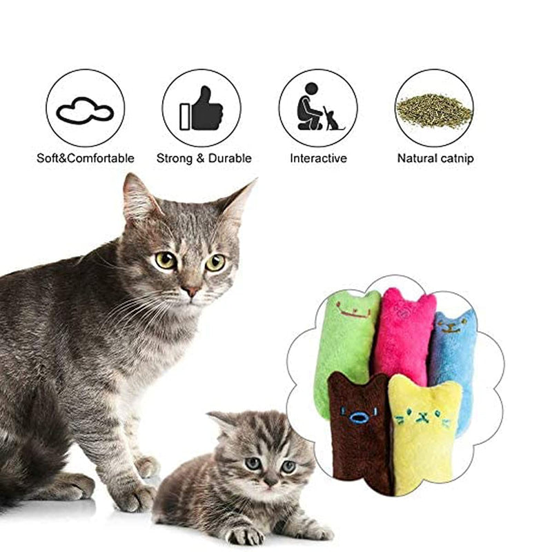 123 Life Cat Catnip Toys, Interactive Plush Cat Toys, 5Pcs Catnip Chew Toy, Soft Plush Cat Pillow for Cat Kitten Teeth Cleaning Playing Chewing - PawsPlanet Australia