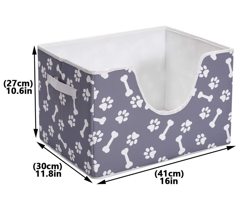 Geyecete Dog Toys Storage Bins Canvas printing pet Baskets,Pet Toy and Accessory Storage Bin Large toy box Organizer, Storage booth -Gray Gray - PawsPlanet Australia