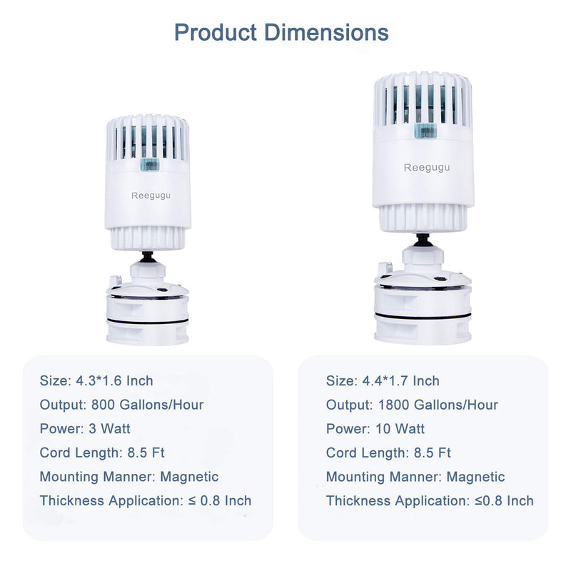 Aquarium Wave Maker, Reegugu 800GPH Magnetic Circulation Pump, 360° Rotatable Powerhead Pump, Magnet Base Wavemaker for 20-50 Gallons of Fish Tank - PawsPlanet Australia