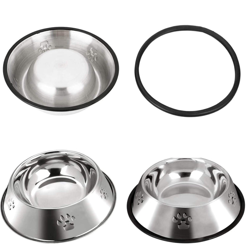 2 Stainless Steel Dog Bowls, Dog Feeding Bowls, Dog Plate Bowls With Non-slip Rubber Bases,Small Pet Feeder Bowls And Water Bowls .(S- 18 cm /7 in) S-18cm - PawsPlanet Australia