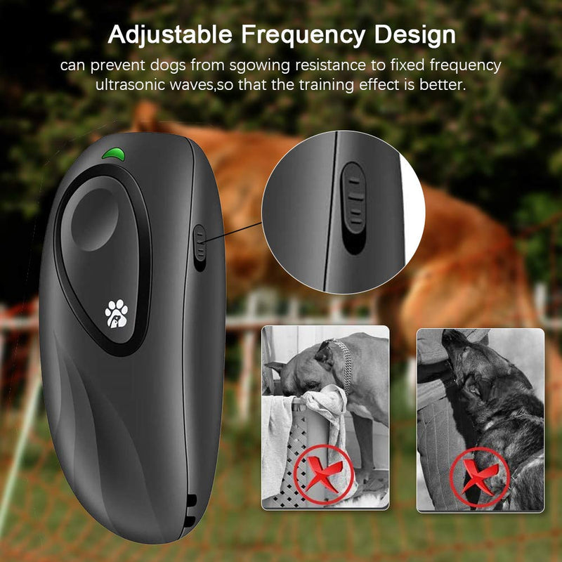 [Australia] - Anti Barking Device, 2 in 1Dog Training Aid Adjustable Frequency Ultrasonic Dog Bark Deterrent,16.4 Ft Effective Control Range with LED Indicator/Wrist Strap for Indoor Outdoor black 01 