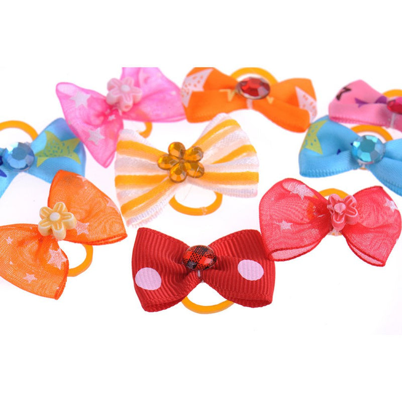 Carykon 40 Pack Pet Hair Bow with Rubber Bands for Yorkie Small Dogs- Assorted Colors Cute - PawsPlanet Australia