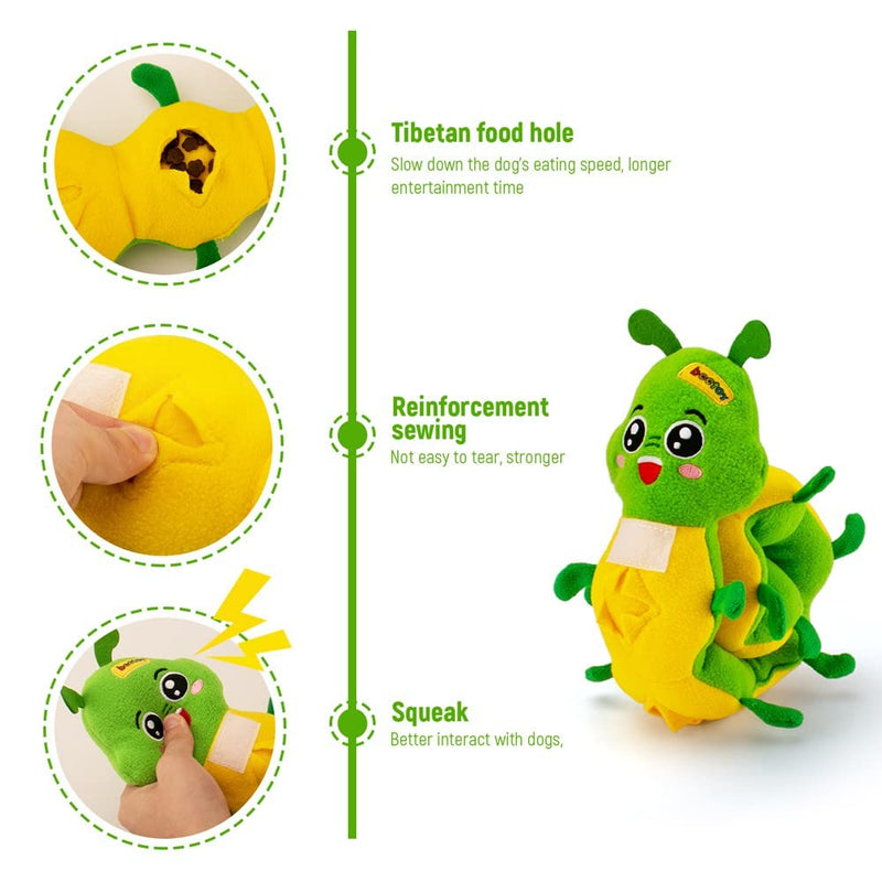 beetoy Dog Puzzle Toy, Caterpillar Sniffing Dog Toy Interactive Squeaky Soft Plush Teething Toy for Boredom Puppies - PawsPlanet Australia