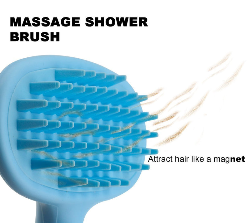 [Australia] - DELE Dog Massage Brush, Curry Comb for Dogs, Pet Bath Brush with Memory Gel Shedding Tools for Short to Long Smooth Hair Blue 