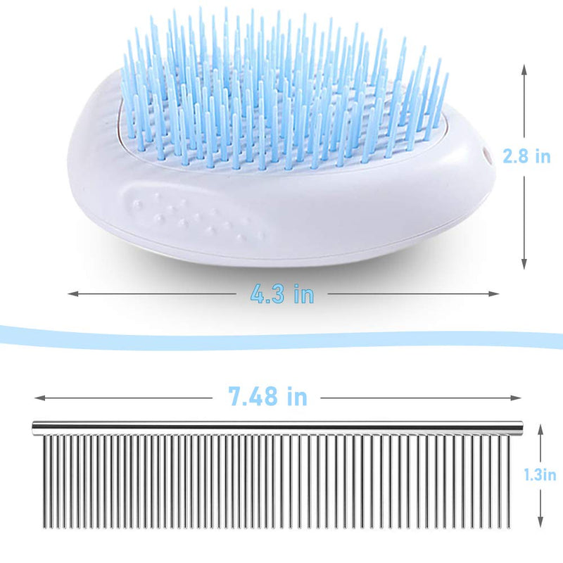 JEZOMONY Dog Brush and Cat Brush, Pet Self Cleaning Slicker Brush & Stainless Steel Pet Comb, for Long and Short Haired Dog, Cat and Other Pets (2 Pack) - PawsPlanet Australia