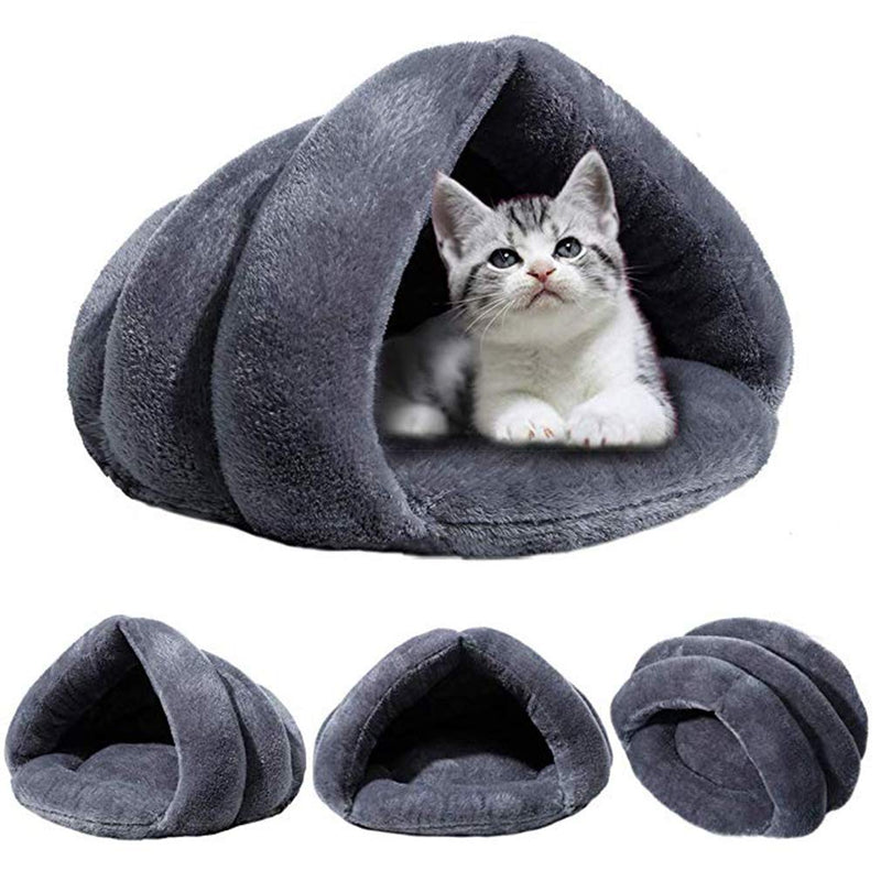 [Australia] - Beskie Pet Tent Cave Bed for Small Medium Puppies Kitty Dogs Cats Pets Sleeping Bag Thick Fleece Warm Soft Dog Bed Cuddler Burrow House Hole Igloo Nest Cozy Bed for Cat Puppy L(17.7*17.7 inch) Grey 