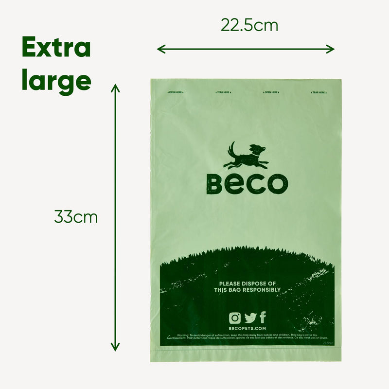 Beco Strong and Large Poop Bags - 120 Bags (8 Rolls of 15 Each) - Odorless - Dispenser Compatible Dog Poop Bags 15 Pieces (Pack of 8) - PawsPlanet Australia