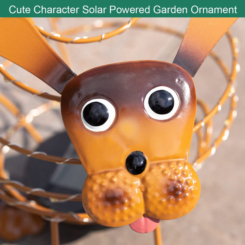 GardenKraft 14940 Solar Powered Light Up Dog Garden Feature / 62 Micro LED’s / 4D Moving Effect / Unique Metal Garden Ornament / Auto-On Feature / Weatherproof Material / Brown Colour Solar Wire Dog - PawsPlanet Australia