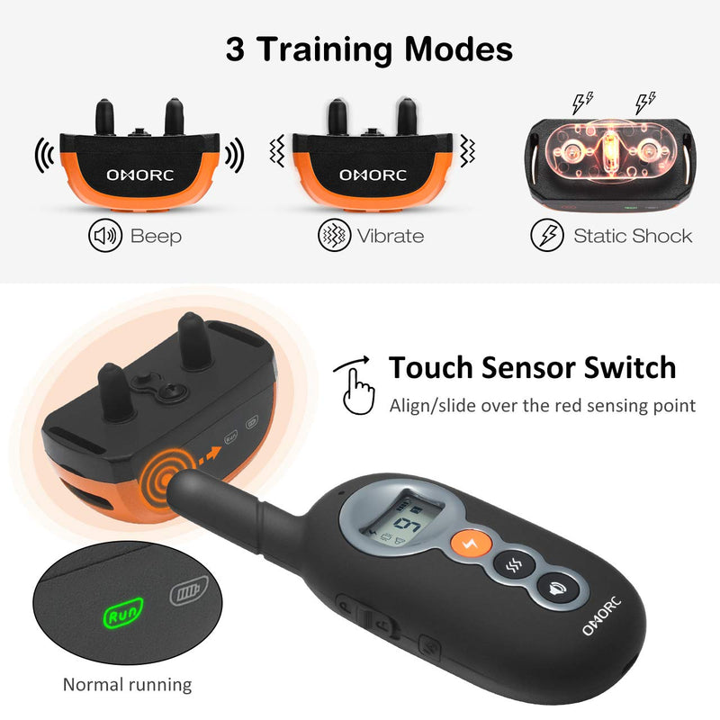 [Australia] - OMORC Dog Training Collar, 2019 Remote Wake Up Dog Shock Collar with 3 Training Mode, Beep, Vibration and Shock Black 