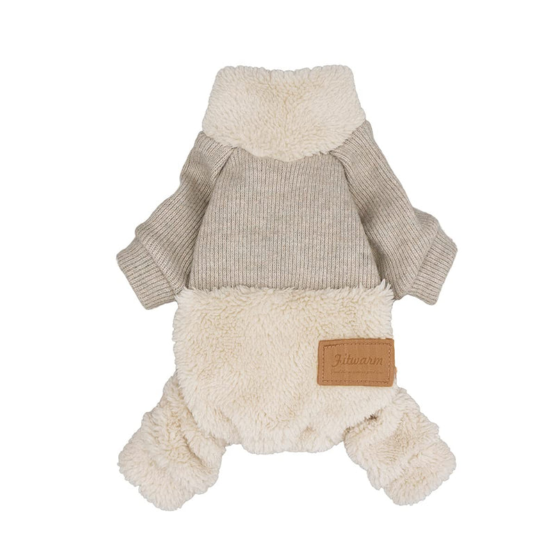 Fitwarm Turtleneck Knitted Dog Clothes Winter Outfits Pet Jumpsuits Cat Sweaters XS Beige - PawsPlanet Australia