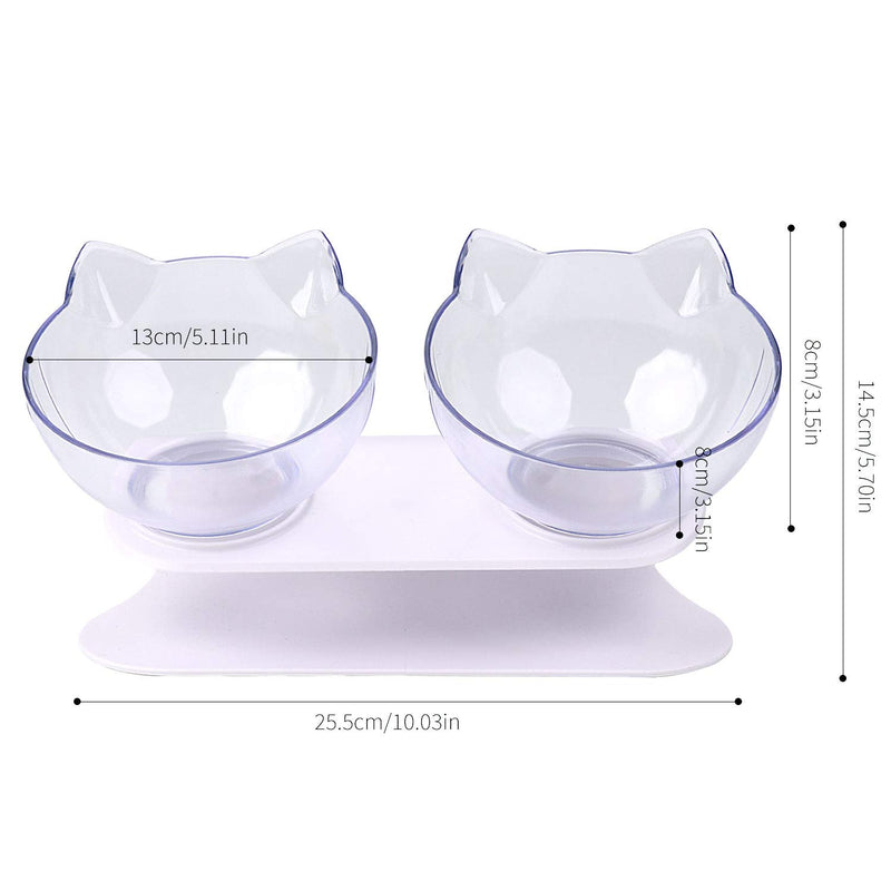 Cat Bowls ,15°Tilted Platform Double Bowl Cat Feeder Cat Feeding Bowl Raised with Stand , Anti-skid&Anti-spill , Durable , Adjustable Pet Food Water Bowl for Cats and Small Dogs - PawsPlanet Australia