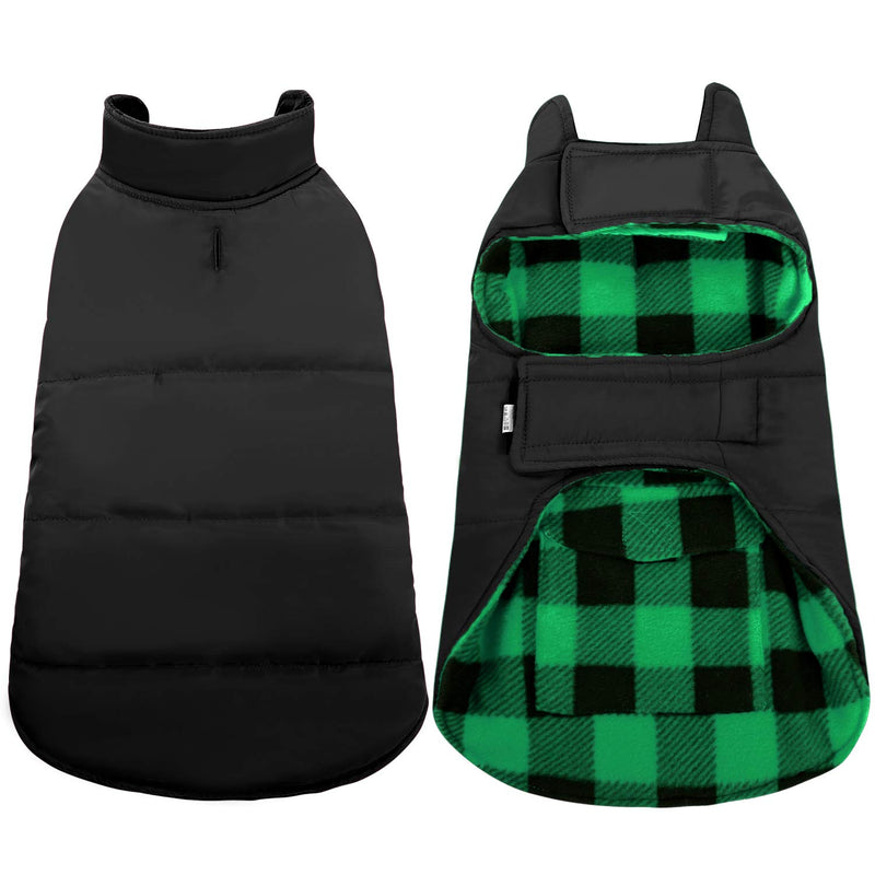 Dog Winter Coat, ASENKU Dog Jacket Plaid Reversible Dog Vest Waterproof Cold Weather Dog Clothes Pet Apparel for Small Medium Large Dogs (XS, Green) X-Small - PawsPlanet Australia