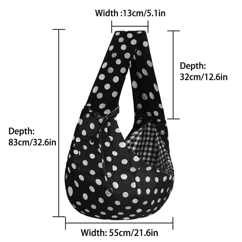FDJASGY Pet Sling Carrier for Small Dog Reversible and Hands-Free Dog Bag with Adjustable Strap and Pocket for Outdoor Travel Adjustable(up to 12 lbs) Black spot - PawsPlanet Australia