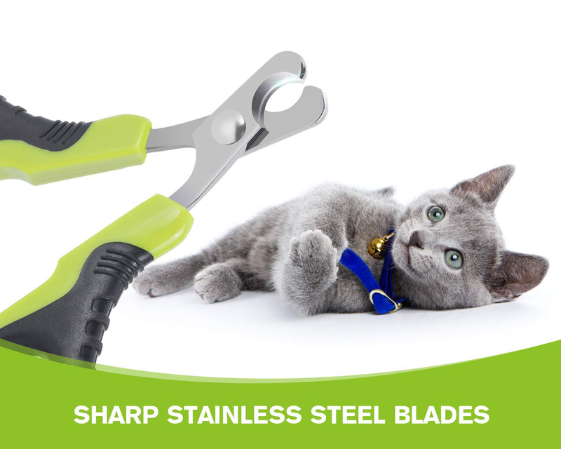 pecute Cat Nail Clippers Sharp Stainless Steel Professional Pet Nail Trimmers for Cat,Small Breed Dog, Rabbit and Small Animal Black+Green - PawsPlanet Australia