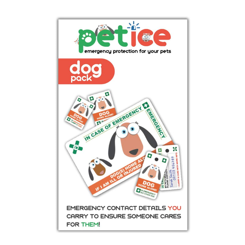 ICECARD DOG Home Alone PREMIUM Card Pack - Wallet size card with WRITABLE reverse for Contact Details of Friends, Family or Neighbours who will look after you pets if you are ill or injured 1 Count (Pack of 1) - PawsPlanet Australia