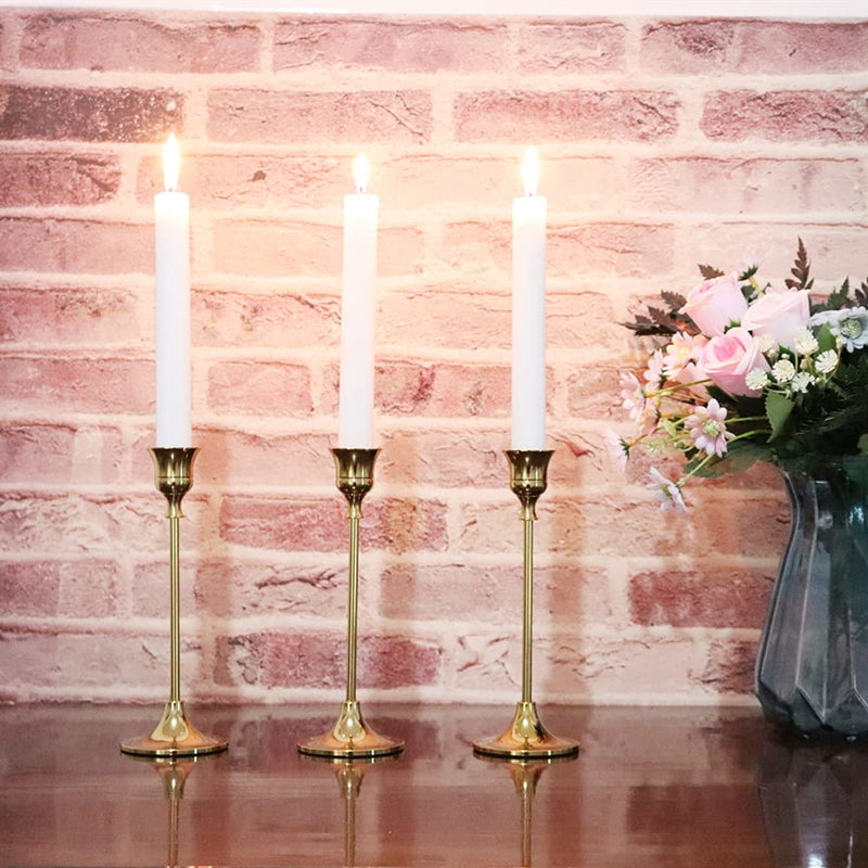 Vidisan Candlestick Holders Taper Candle Holders, 7.3In Set of 3,Gold Candlestick Holders Set, Coffee Dining Table Centerpieces Metal Candlesticks Stand Wedding Christmas Halloween Decoration 7.3 Inch - PawsPlanet Australia