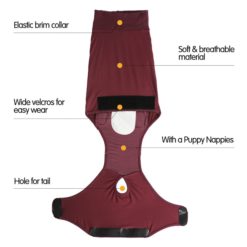Vanansa Dog Recovery Suit, Elastic Dog Surgical Suit for Puppy Small Dog, Medical Dog Suit for after Surgery Wear E-Collar Alternative,Burgundy,XXS XXS Burgundy - PawsPlanet Australia
