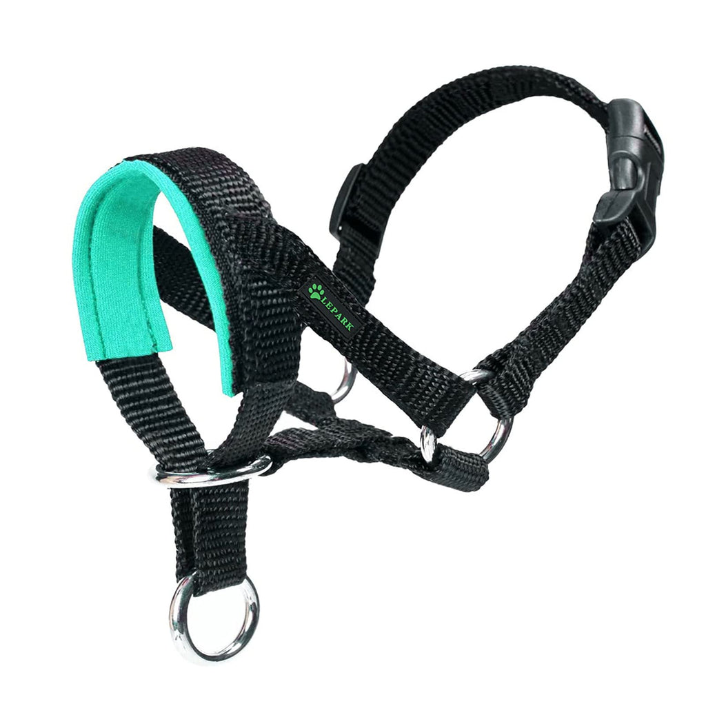 ILEPARK dog halter with padded fabric, halter collar for dogs, adjustable and pulling prevention. (L,Green) L Green - PawsPlanet Australia