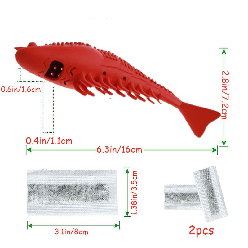 Silicone Fish Toys, Cat Toothbrush Fish, Cat Toothbrush Fish Chew Toys, Cat Chew Toys with Catnip, Silicone Fish Toys Pet Molar Stick, Interactive Chew Toy for Cat Kitten Gift, 72*160mm(Red) - PawsPlanet Australia