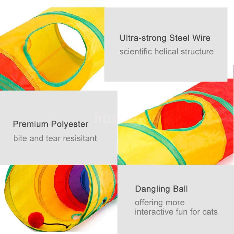 [Australia] - Fukua Collapsible Rainbow Tunnel Pet Toys Puppy Exercising Game Kitten Rabbit Playing Tube Cat Hiding Cave Training Toy 
