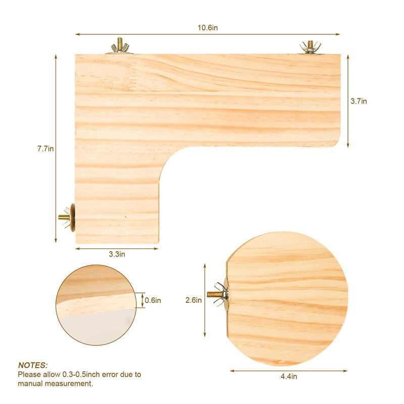 Squirrel Gerbil Chinchilla and Dwarf Hamster L-Shaped Pedal Wooden Platform, 3 Pieces of Natural Wooden Parrot Hamster Round Standing Board, Rat Activity Chinchilla Bird Cage Accessories style-1 - PawsPlanet Australia