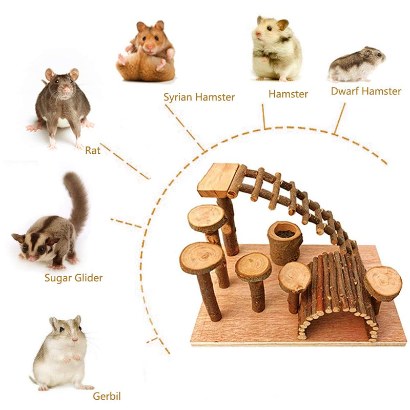 Tfwadmx Wooden Hamster Bridge, Small Animals Climbing Ladder Activity Set Platform Ramps Playground Toys for Mouse Dwarf Hamster Gerbil Rat Sugar Glider Syrian Hamster - PawsPlanet Australia