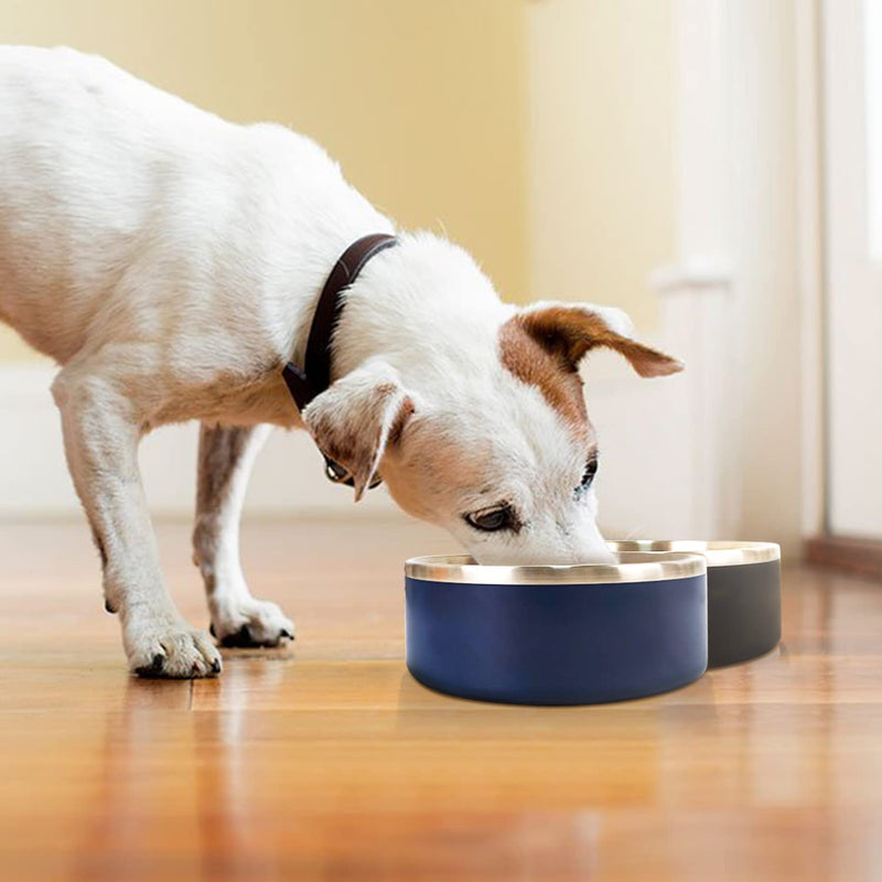 IKITCHEN Dog Bowls Double Walled for Food and Water, 1.2L Stainless Steel Durable Non-Slip Insulated Heavy Duty Stable with Rubber Base for Medium and Large Dogs (1.2L, Blue) - PawsPlanet Australia