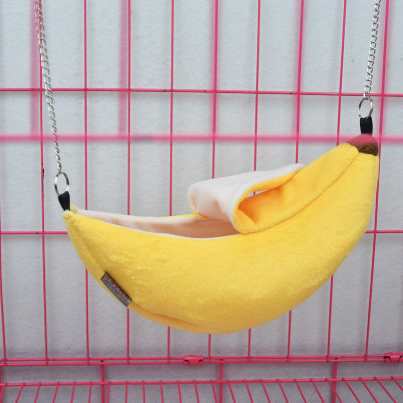 FLAdorepet Banana Hamster Bed House Hammock Small Animal Bed House Cage Nest Hamster Accessories S(8"*3"*3.5") Yellow - PawsPlanet Australia